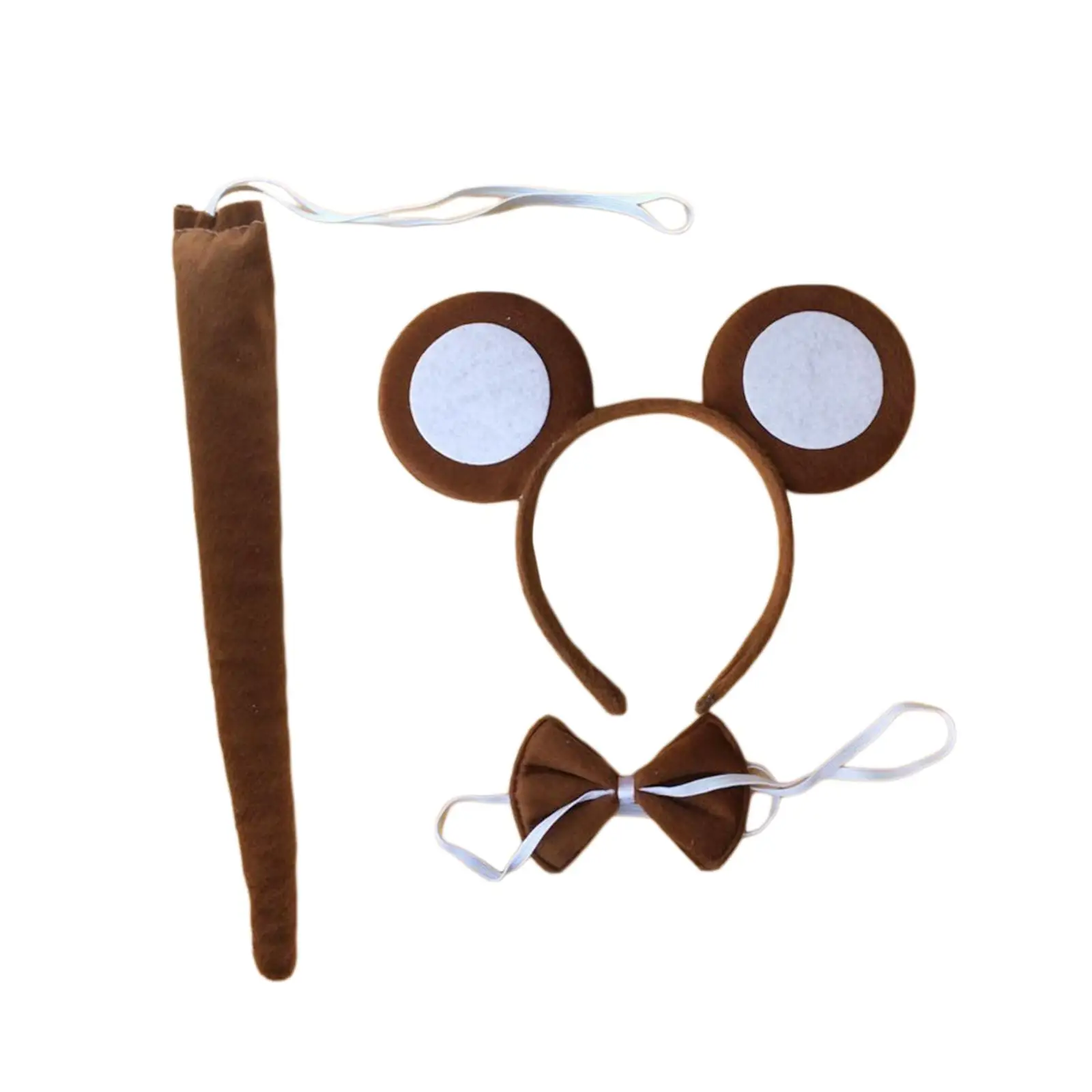 Monkey Ears, Bow Tie and Tail Set for Themed Party Halloween Roles Play