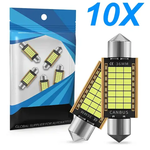 10pcs Canbus C5W C10W Festoon bulb 31/36/39/41mm reading lamp License plate light Map Dome light Auto signal light LED roof lamp