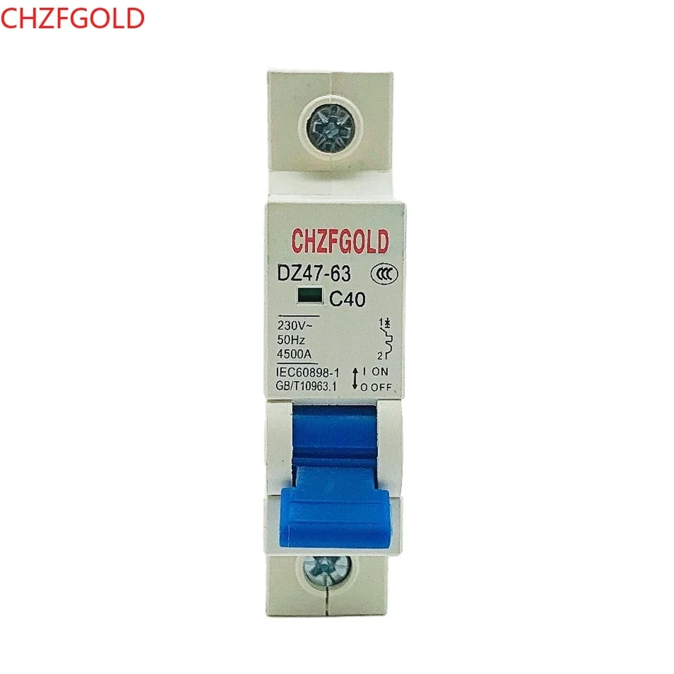 DZ47 1-4 Pole 3A/6A/10A/16A/20A/32A/40A/50A/63A 400V C45 Type Mini Circuit Breaker MCB 35mm Din Rail Mount Breaking Capacity 6KA