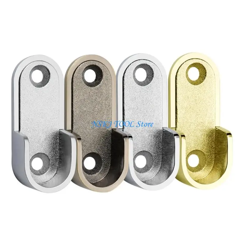L8RC 10Pcs Wardrobe Rod Socket Brackets Zincs Alloys Oval Shaped Closet Hanger Brackets