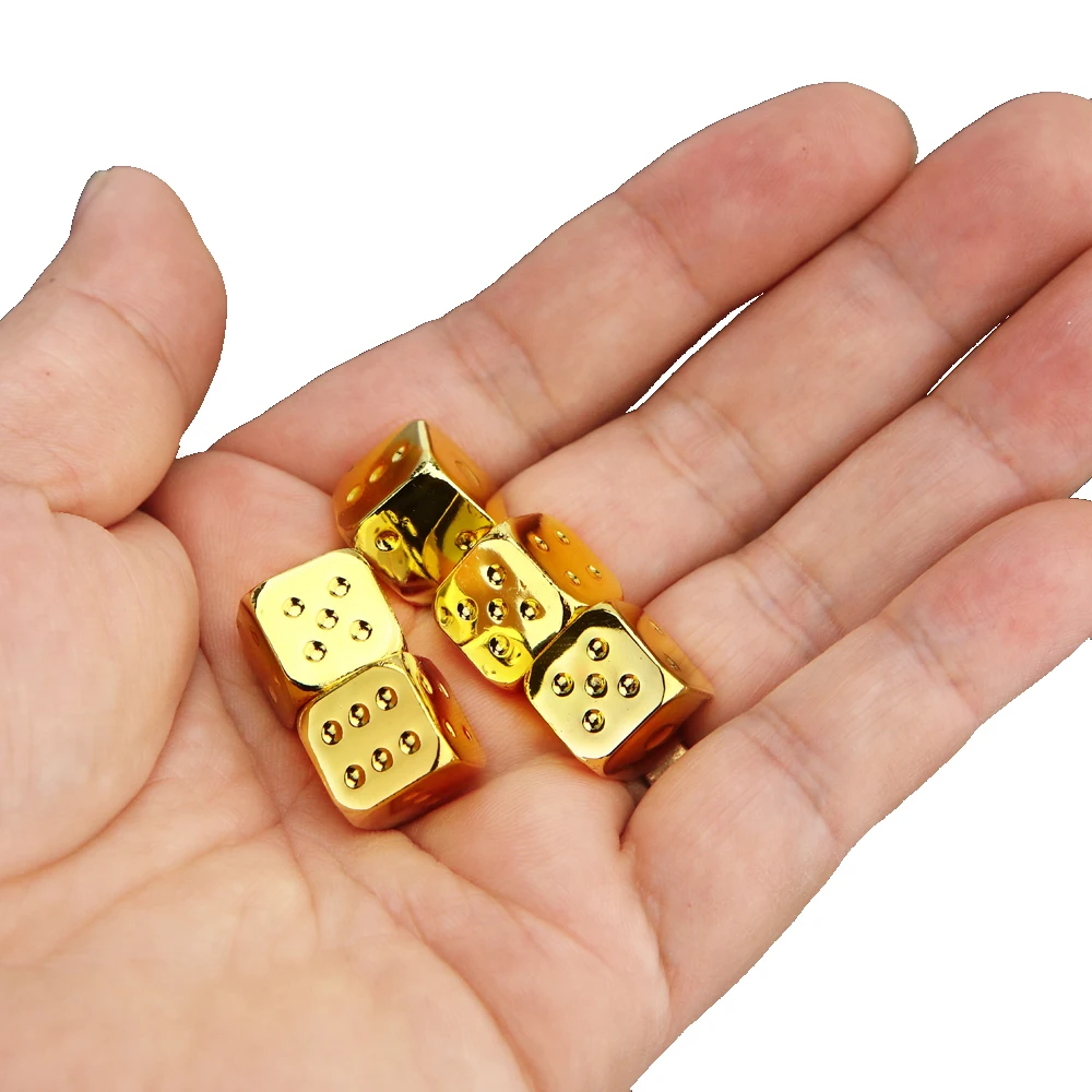 5PCS/1Set Metal Dice Golden/Silver/Bronze Funny Game Dice Six Sided Decider Board Game Acessorios 13mm