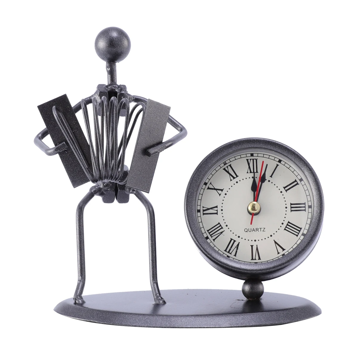 

Retro Ornaments Vintage Table Clock Metal Alarm Clock Craft Desk Nordic Style Stainless Steel Office Home Bedroom Room Decor