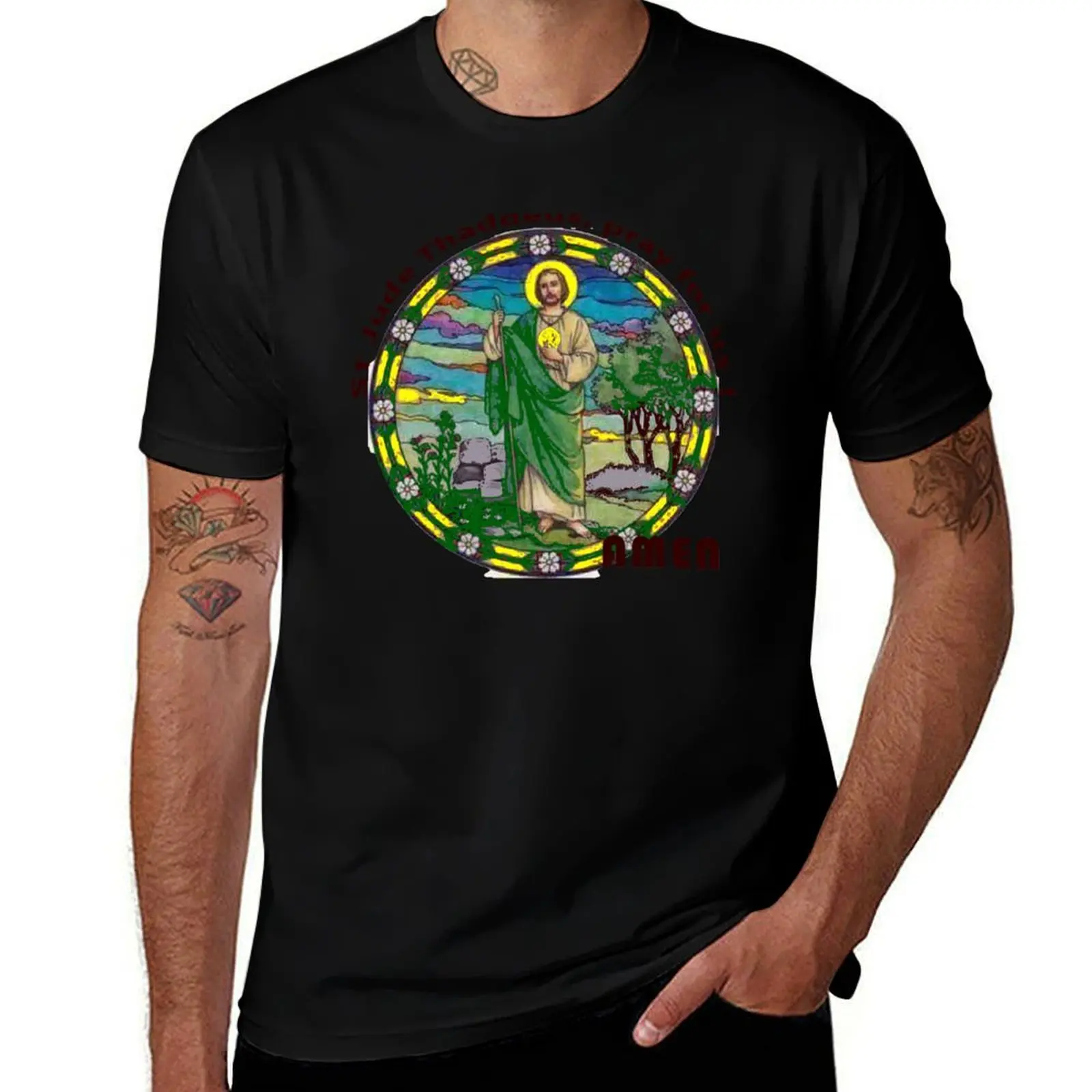 

St Jude Thaddeus, pray for us! T-Shirt cotton t shirt pack man t shirts for men casual