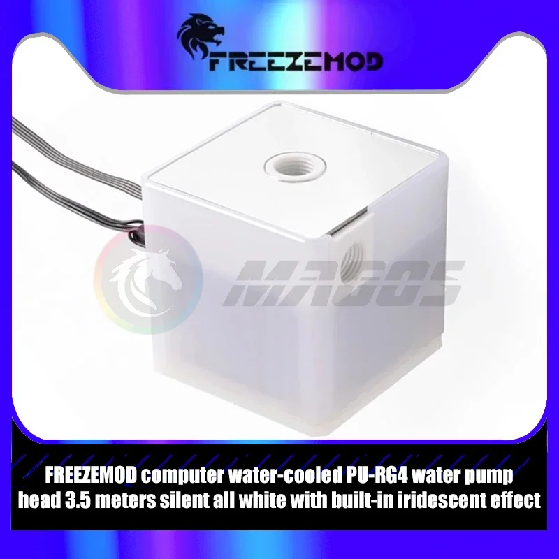 

FREEZEMOD PC Cooler Компьютерный насос водяного охлаждения, головка 3,5 м, 500 л/ч, бесшумный с волшебным эффектом 5 В ARGB PU-RG4