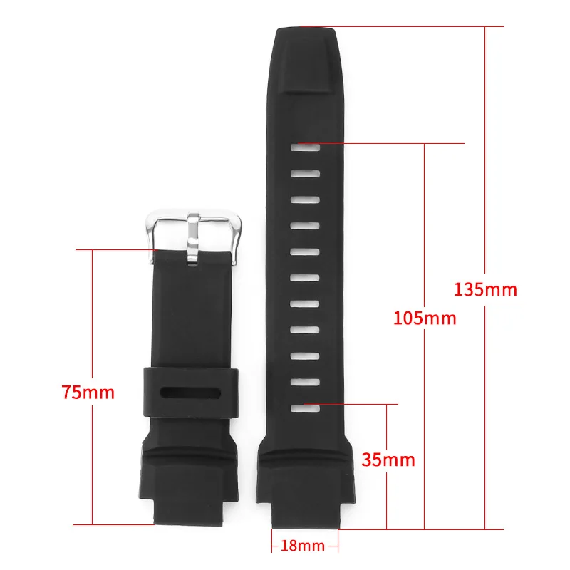 18mm Watch Strap for Casio Pro Trek Series PRG-260/270/550/250 PRW-3500/2500/5100 for Men Women Sprots Silicone Watch Bracelet