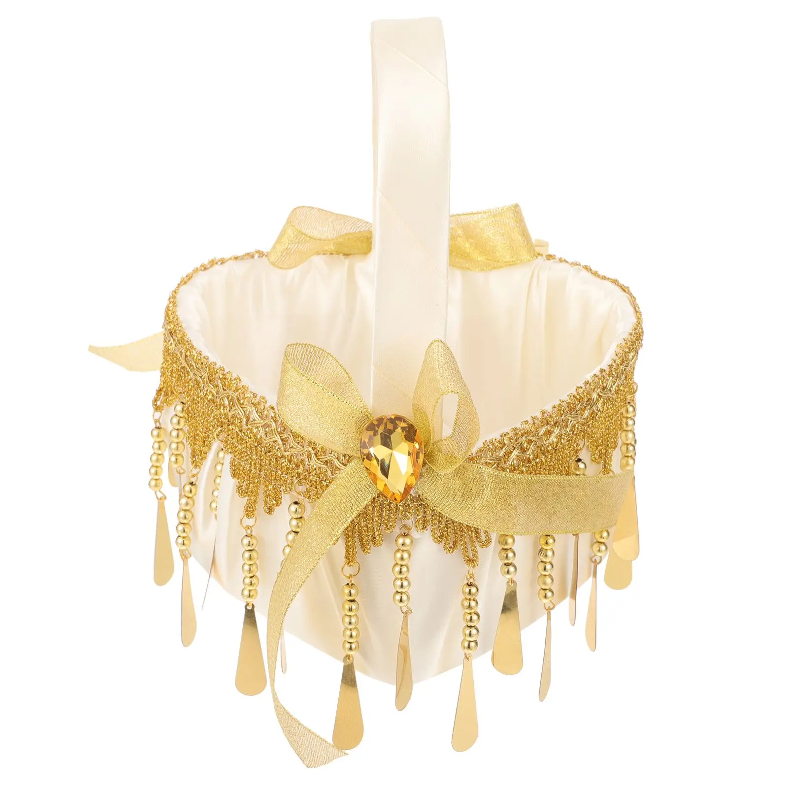 Petit panier de fleurs doré, cadeau de mariage, paniers de rangement portables en rotin rustique, accessoires de fête de mariage, panier de fleurs pour fille