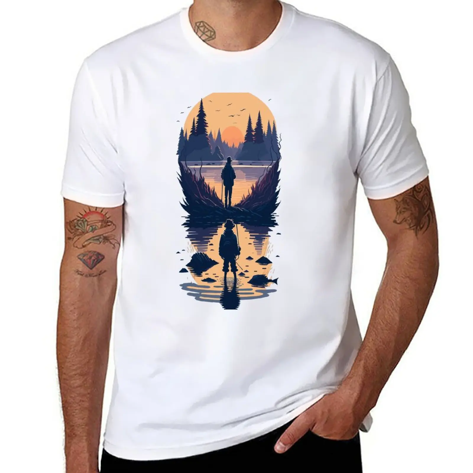 

New Forest Fishing Scene T-Shirt plus size tops quick drying shirt summer top blank t shirts t shirts for men