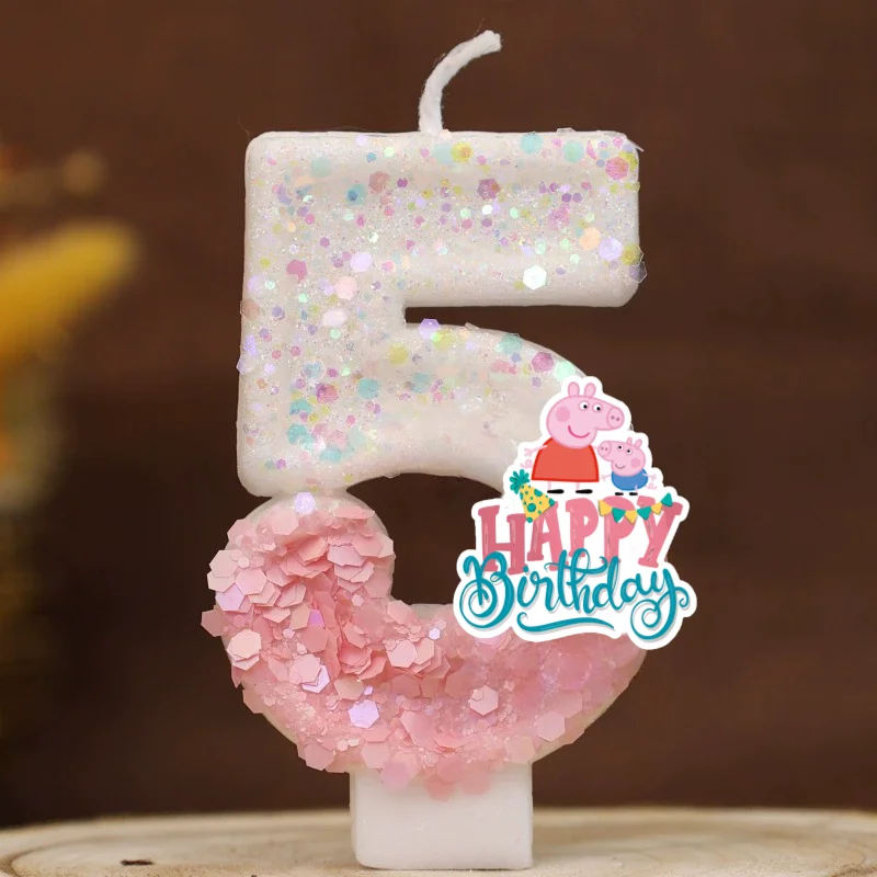 Family Pig Happy Birthday Cake Topper Decorated Digital Candle Children's Delicate 0-9 Number Candle Party Decor Gift Boy Girl view 5