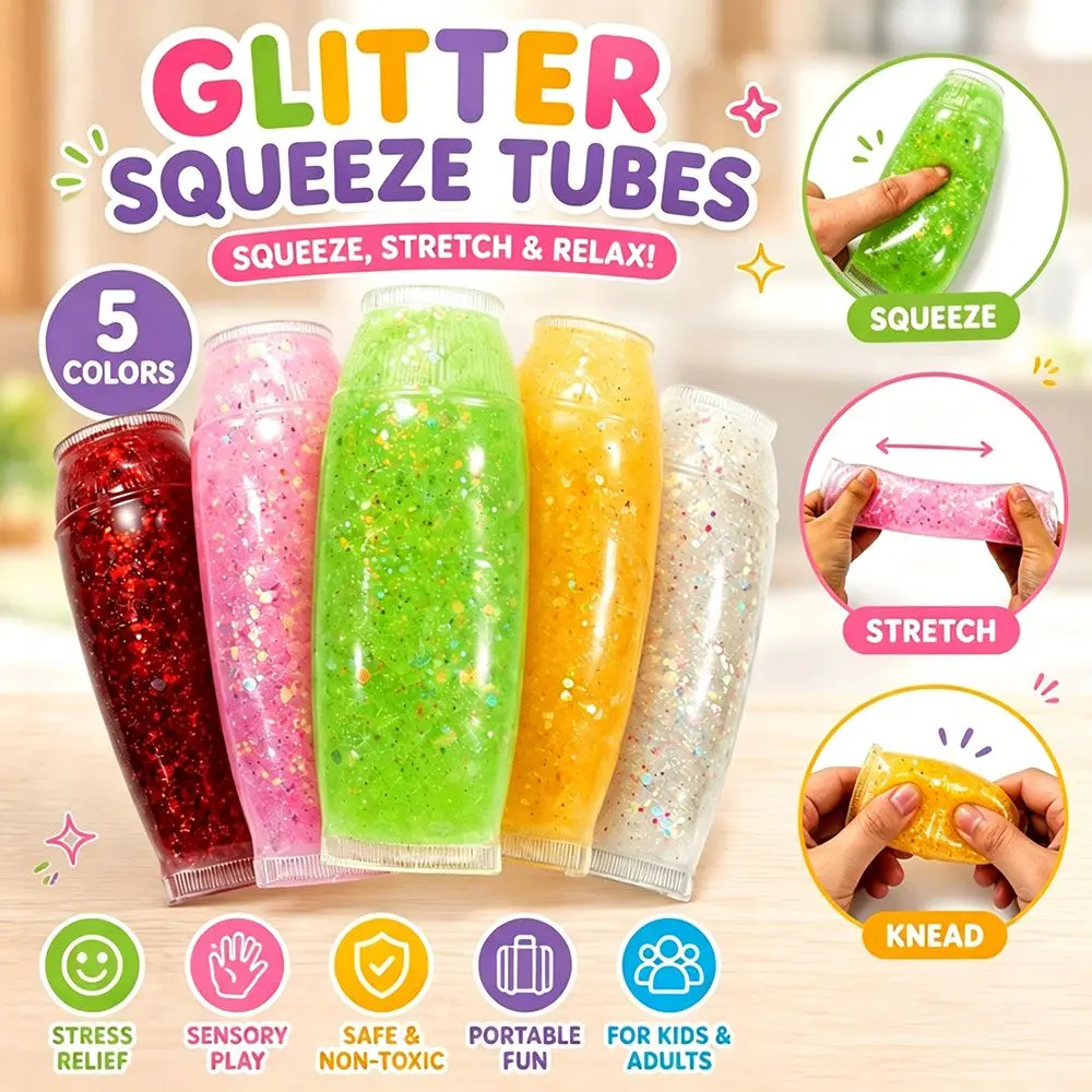 Random Color Squeeze Toys Simulation Toothpaste Relaxing Toys Fidget Toys Soft Glitter Toothpaste Squeeze Toy Party Gift