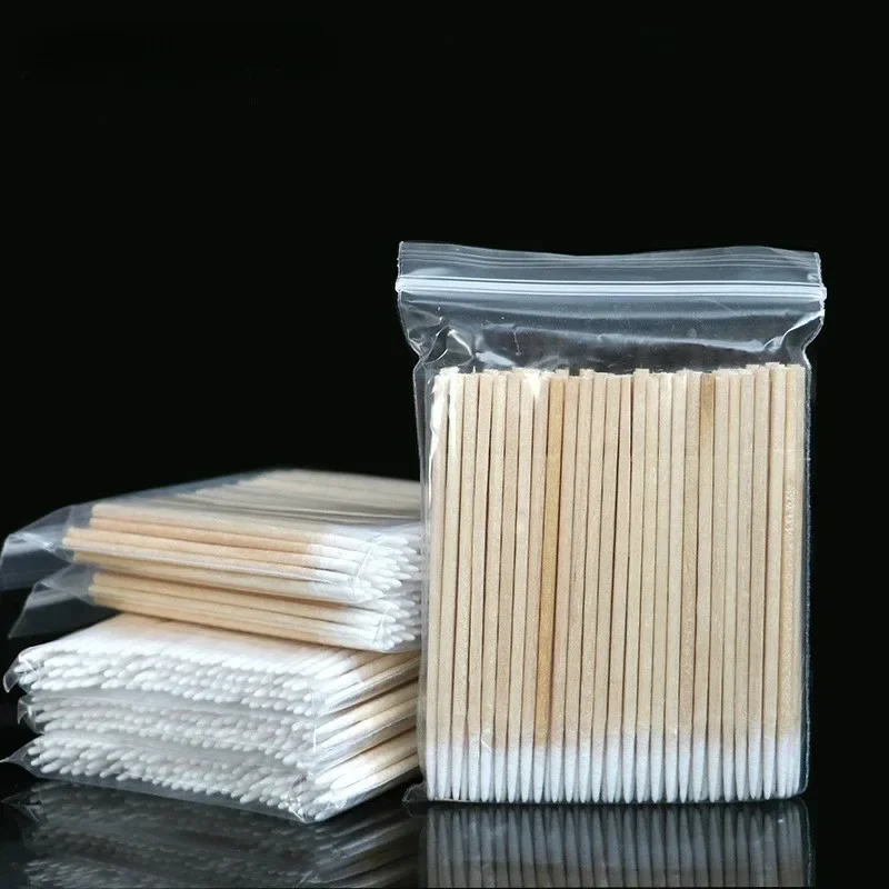 100/1000PCS Wood Cotton Swab Eyelash Extension Tools Medical Ear Care Cleaning Wood Sticks Cosmetic Cotton Swab Cotton Buds Tip