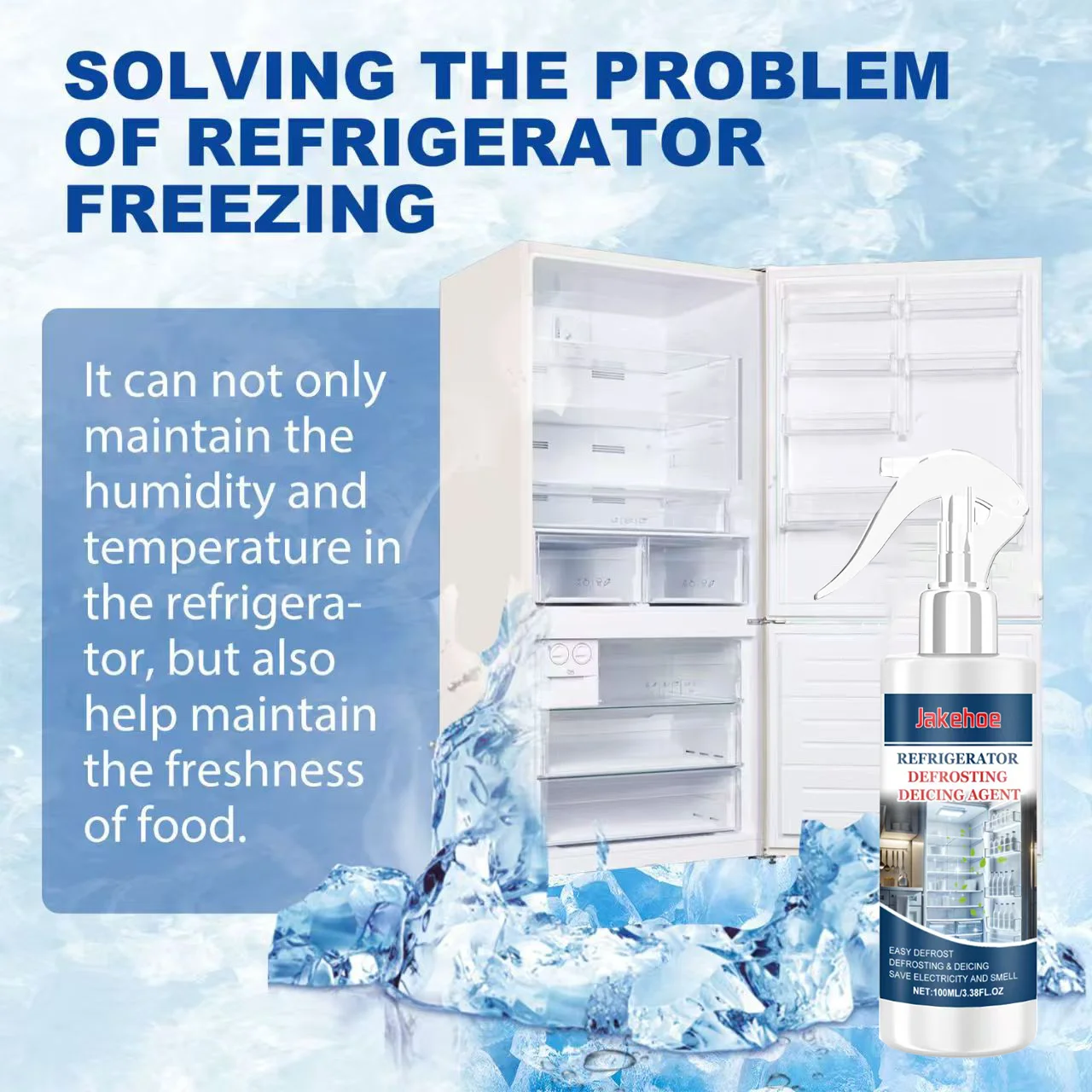 

Средство для размораживания холодильника, средство для размораживания домашней морозильной камеры, спрей для свежести, улучшающий легкий очиститель, защита от замерзания и энергосбережения