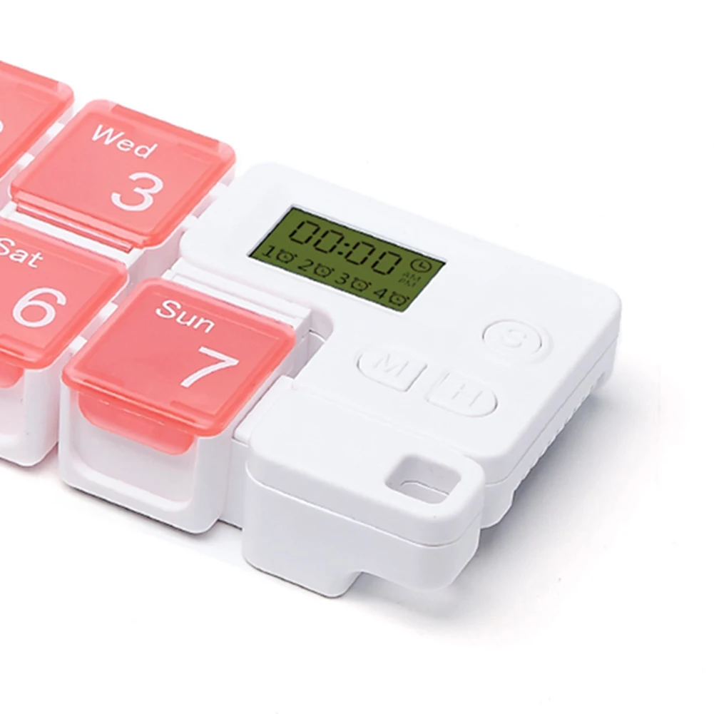 

Электронный контейнер для хранения лекарств с будильником и таймером, еженедельный органайзер для таблеток, умный футляр-напоминание для еженедельного приема лекарств
