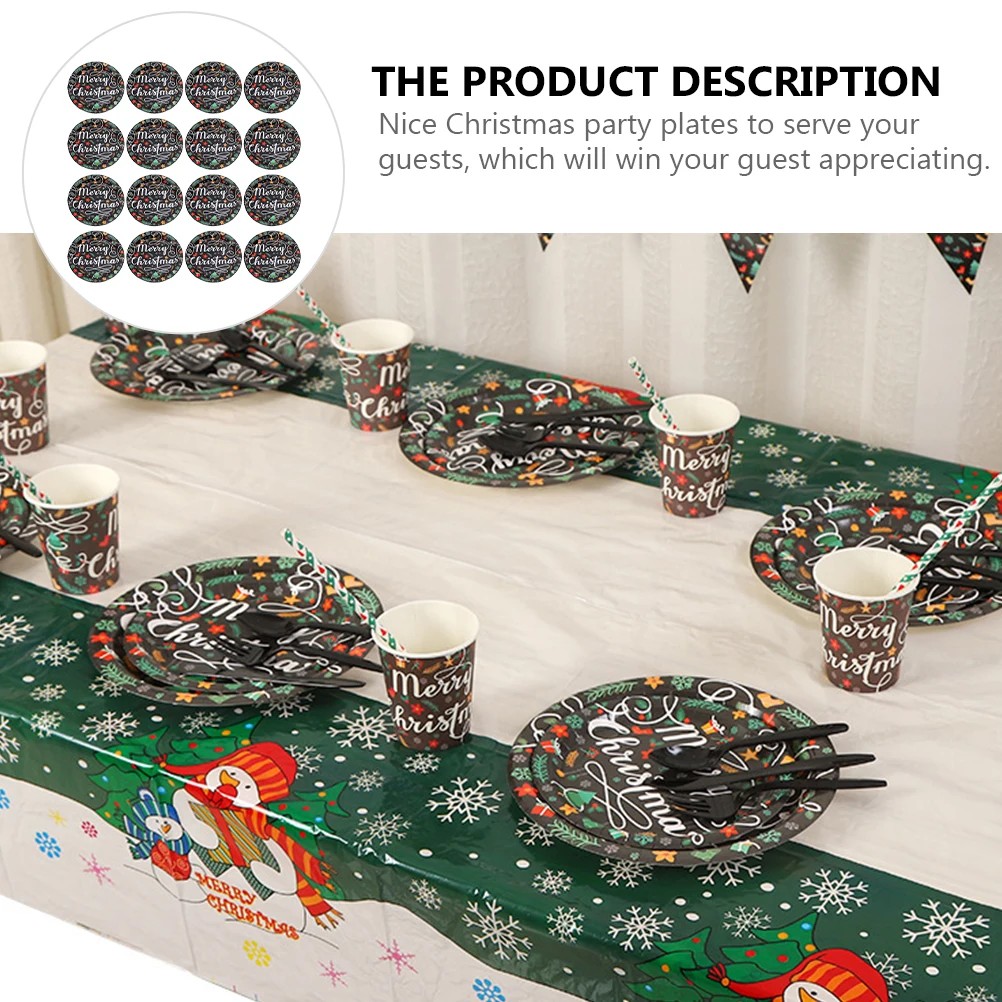

30 Pcs Disposable Meal Plate Set Christmas Paper Snack Food Plates Fruit Tray Green Supplies Kitchen Barware