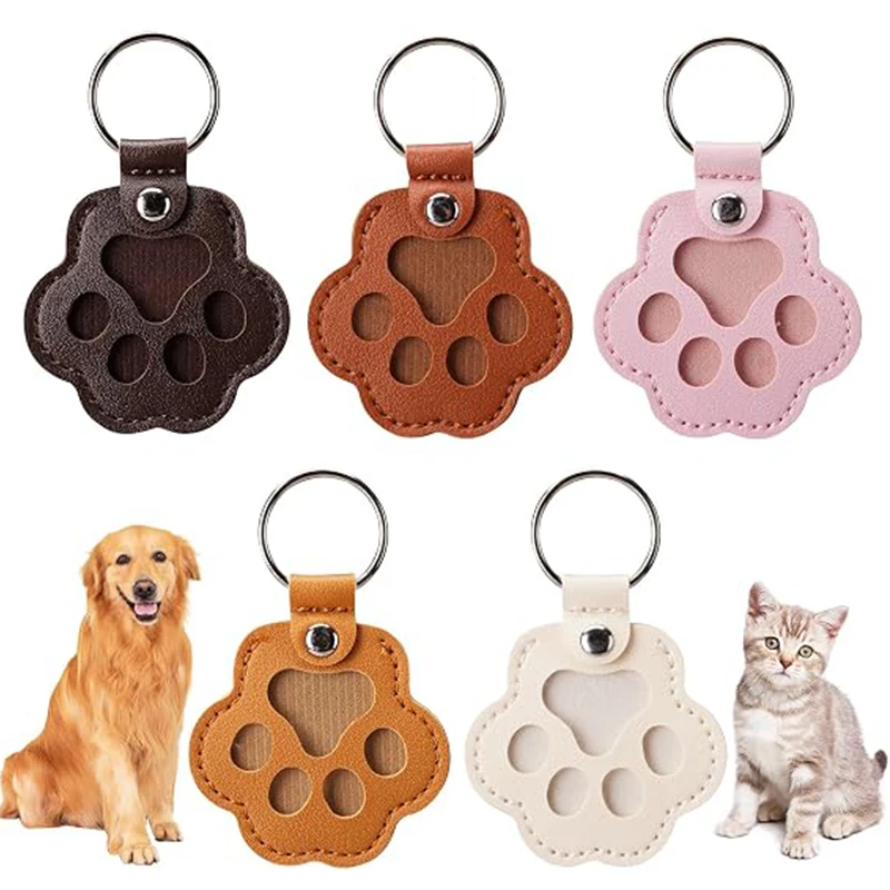 Pet Hair Keepsake Keychain Leather Memorial Locket for Storing Dog Cat Fur, Cute Pet Loss Gift, Remembrance Key Ring Bag Charm