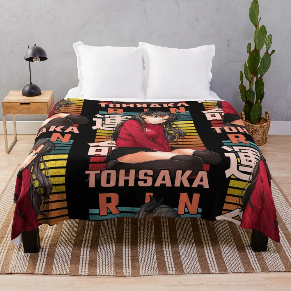 

Rin Tohsaka Fate/Zero Retro Anime Design Throw Blanket halloween Thermals For Travel blankets and throws Blankets