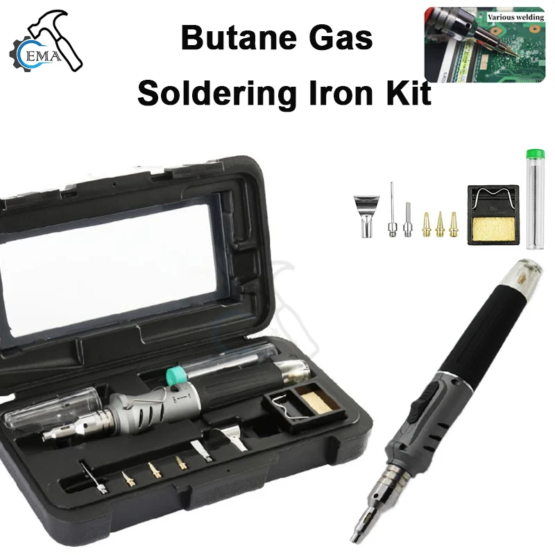 10 in 1 Butane Gas Soldering Iron Kit Automatic Ignition Welding Torch Tools Portable Electric Soldering Irons Gas Torch Pen Set