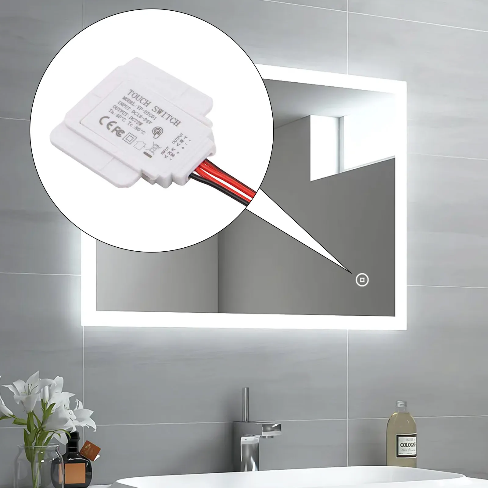 1 قطعة LED اللمس مفتاح مستشعر 12 فولت 5A 60 واط ل الذكية زر مرآة مفتاح الإضاءة للحمام مرآة ضوء الخلفية الديكور
