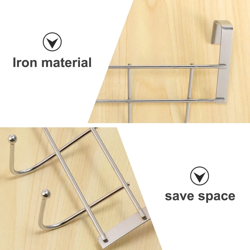 Over The Door 5 Hooks Home Bathroom Organizer Rack Clothes Coat Hat Towel Hanger Stainless Steel Good Load-Bearing