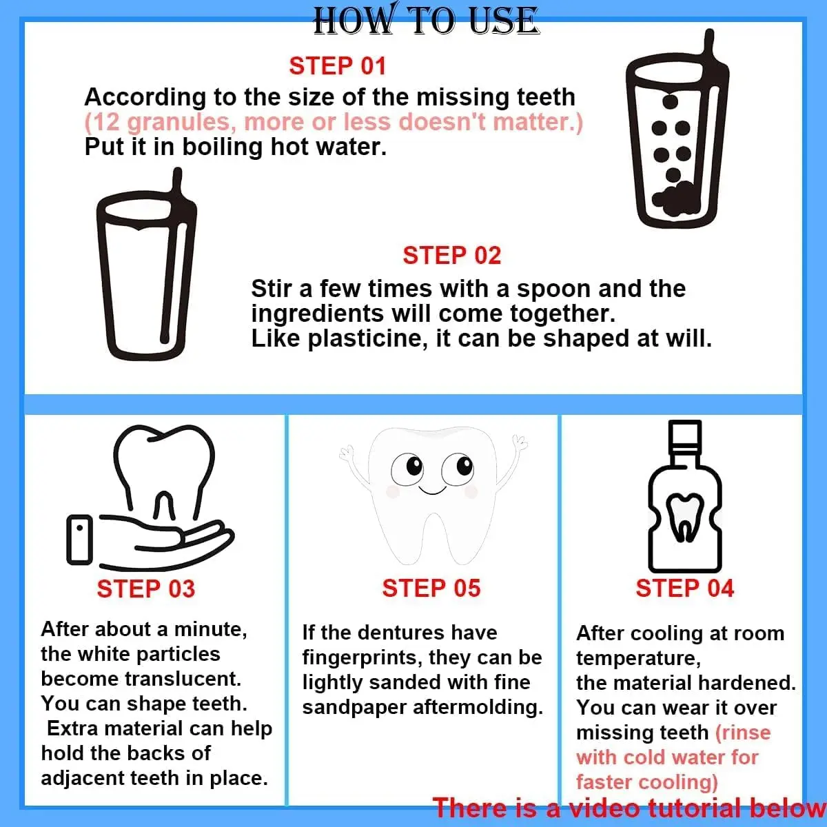 Temporary Teeth Repair Resin Glue Thermal Forming False Teeth Repair Beads Falseteeth Gaps Fill Fix Shapeable Denture Adhesive