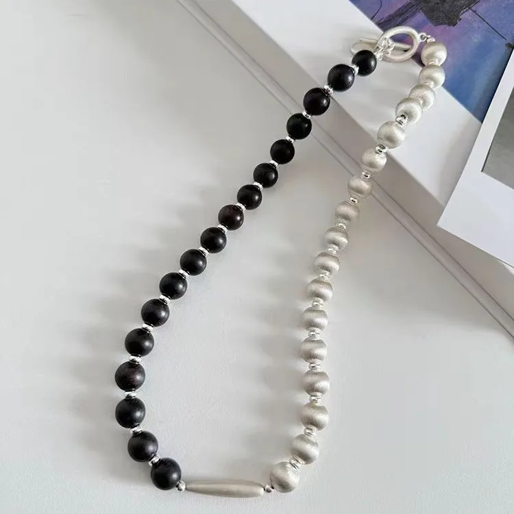 New Italian brushed ebony beaded senior necklace Luxury fashion niche design simple earrings for women