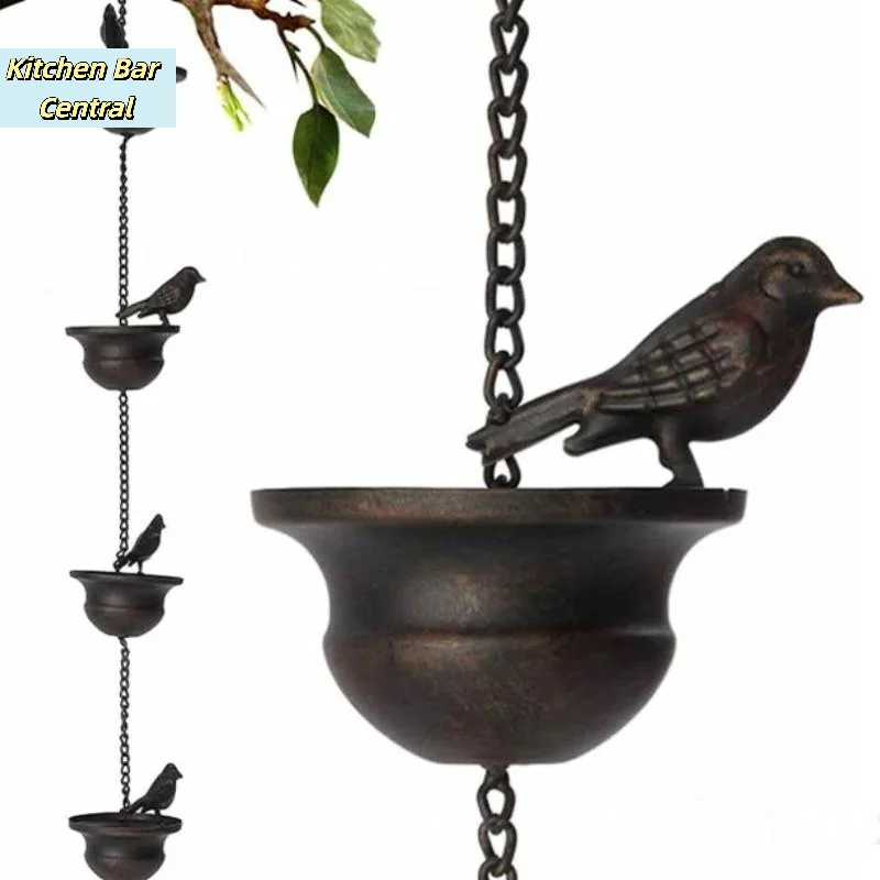【Rain Catche Metal Downspout Tool 60/80/100/240cm Creative Birds Iron Rain Chains For Gutters Outdoor Roof Gutter Decor】