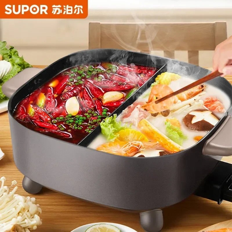 Nepal Hotpot Kookpot 5L Multifunctionele Huishoudelijke Dubbele Smaak Multifunctionele Elektrische Non-Stick Kookplaat Cookers