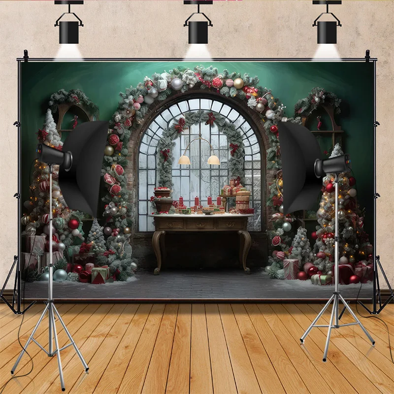 

New Year Christmas Day Digital Photography Backdrop Prop Fireplace Winter Living Room Gift Holiday Photo Studio Background RS-19