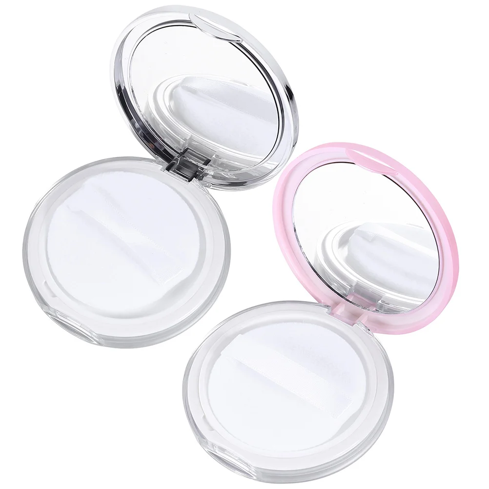 

2Sets Makeup Sponge Holder Compact Powder Puff Storage Container Travel Sponge Case Reusable Loose Powder Box