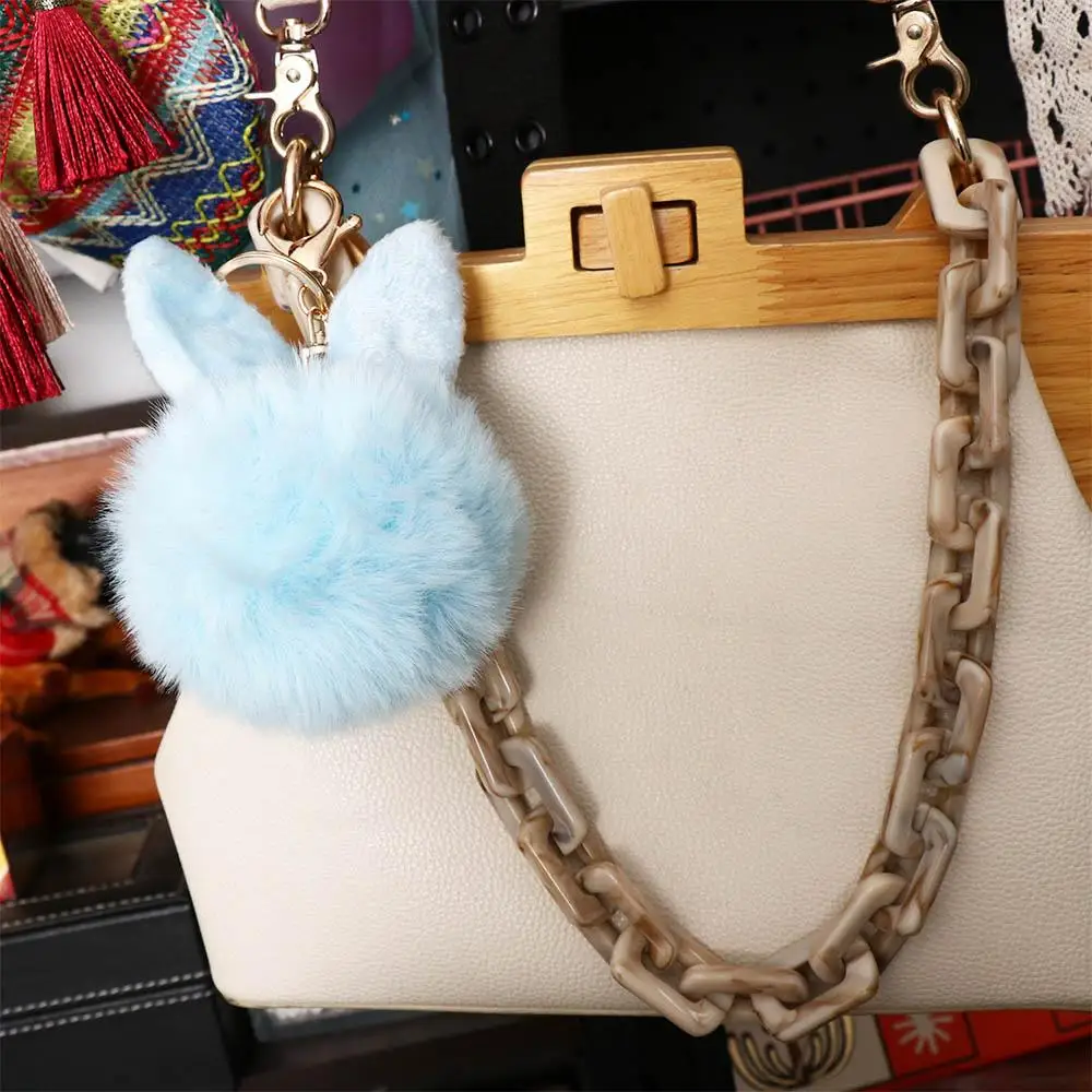 Fancy Fashion Cute Woman Car Pendant Bag Charms Pom Pom Key Chain Bunny Keychain Bag Pendant Fur Ball Key Ring