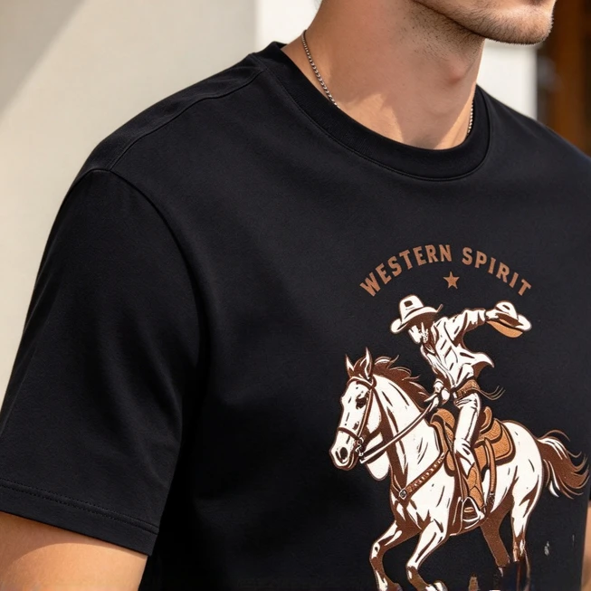 Western Spirit Ride Hard T Shirt Vintage Cowboy Riding Horse Graphic Tees Retro Western Country Short Sleeve Cotton Casual Tops