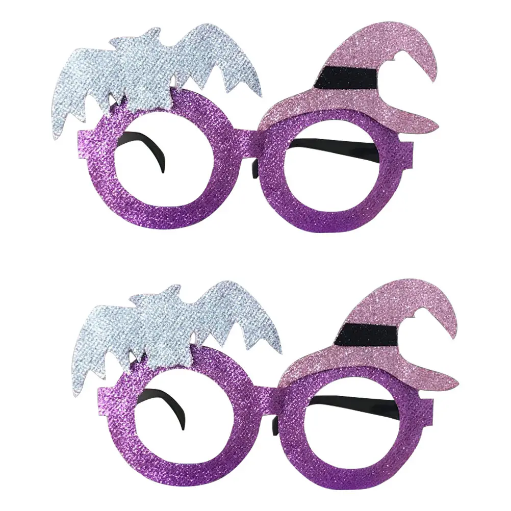 

2pcs Witch Bat Glasses Spooky Sunglasses Halloween Costumes Accessories Round Photo Prop Plastic Lightweight Flexible