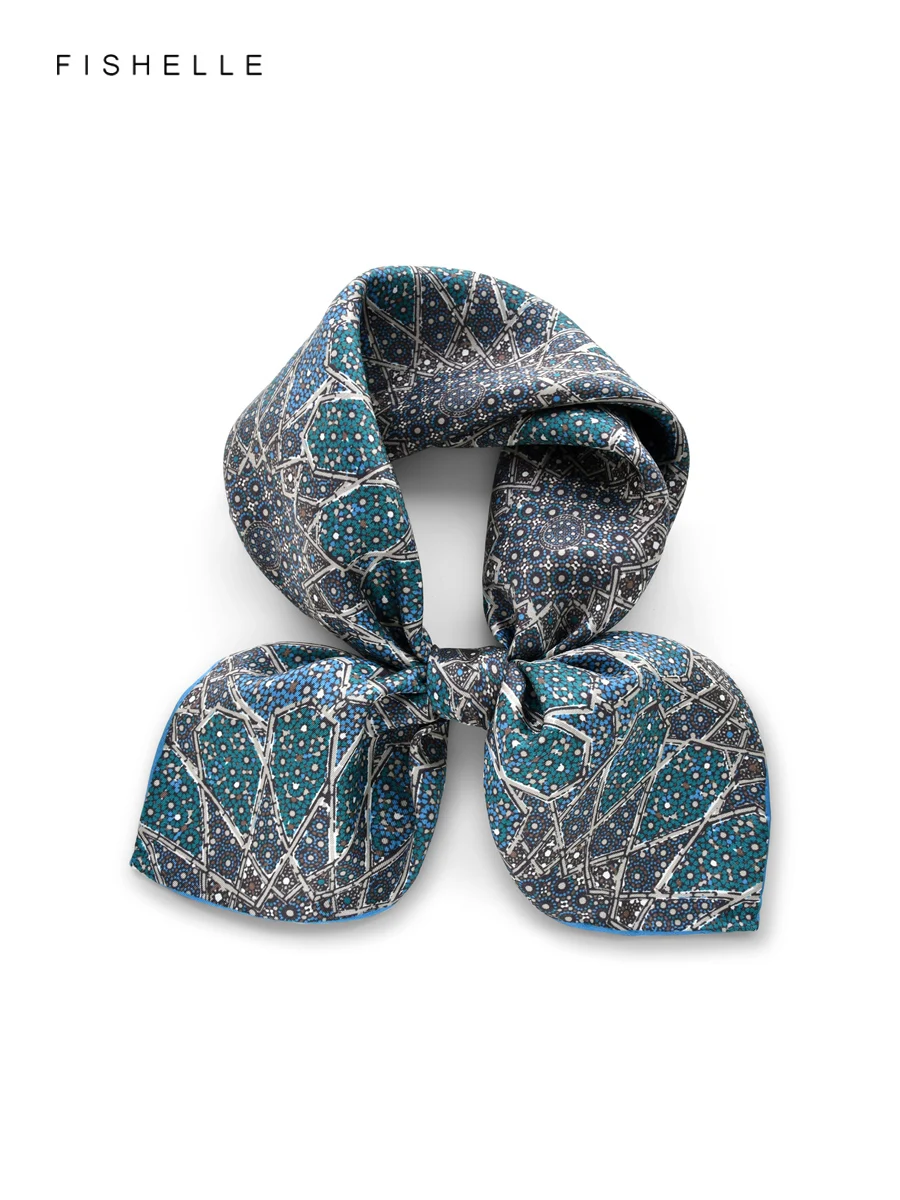 

Blue Pattern 100% Natural Silk Scarf Twill Men Women Neckerchief Pocket Square Wrap Shawl 50cm Handkerchief Luxury Gift