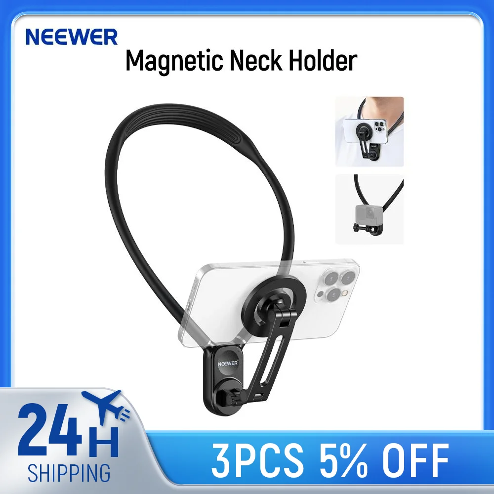 

Neewer Magnetic Neck Holder for Action Camera & Phone, Hands Free Neck Tripod Chest Mount Compatible with GoPro DJI Insta360