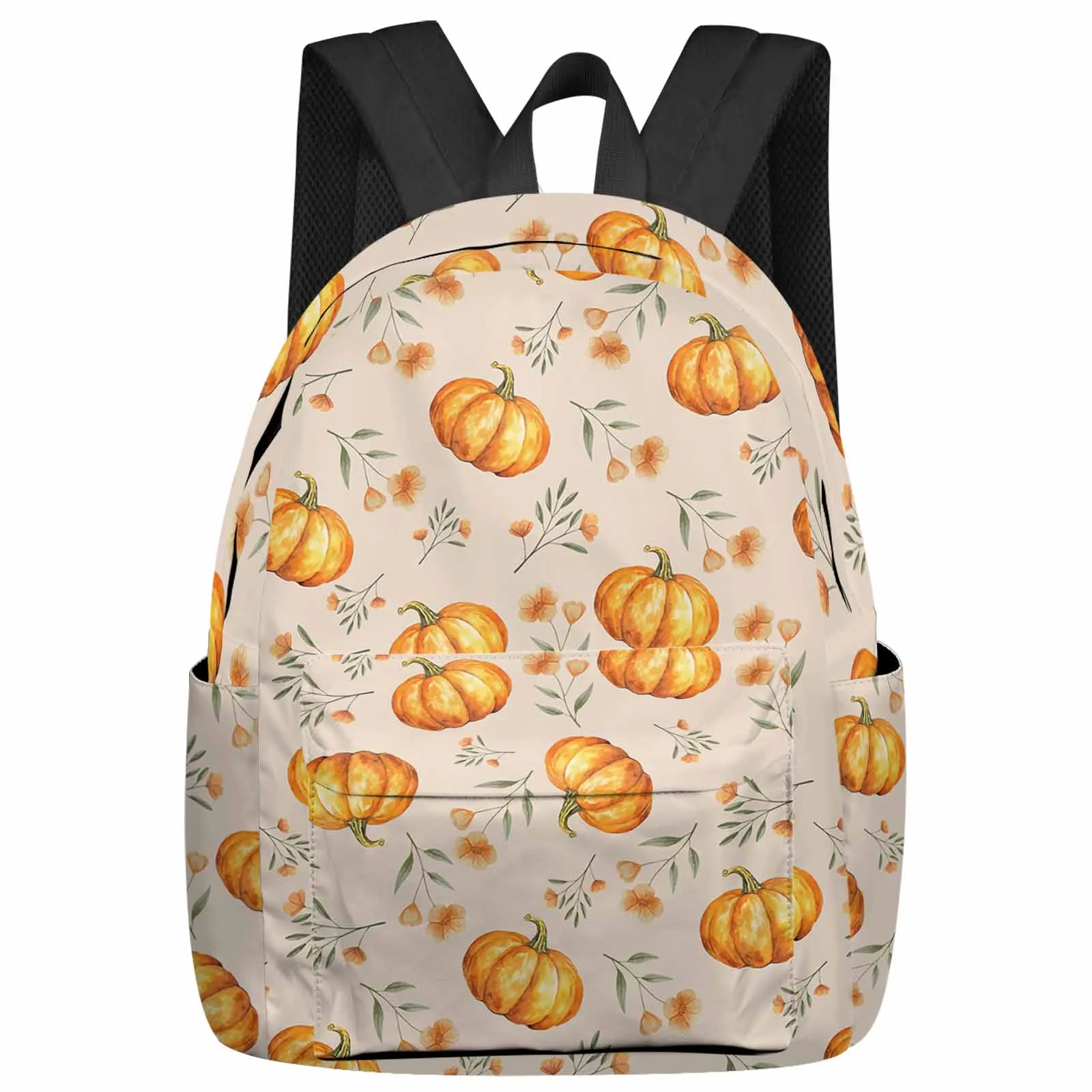 Pumpkin Watercolor Autumn Backpack School Bags for Teenagers Students Laptop Bag Women's Casual Travel Backpack