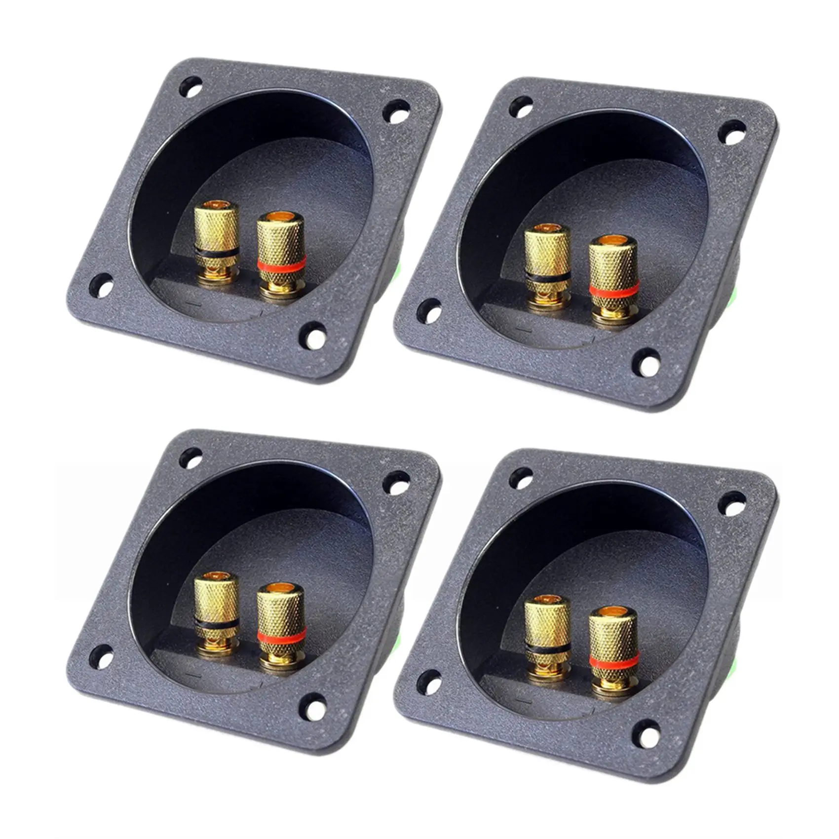 X64A-DIY Home Car Stereo Screw Cup Connectors Subwoofer Plugs 2-Way Speaker Box Terminal Binding Post, 4 Pcs Black
