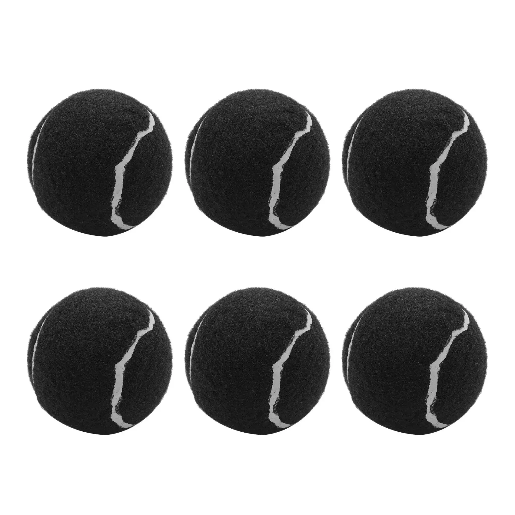 6Pcs Pack Tennis Balls Wear-Resistant Elastic Training Balls 66mm Ladies Beginners Practice Tennis Ball,Black