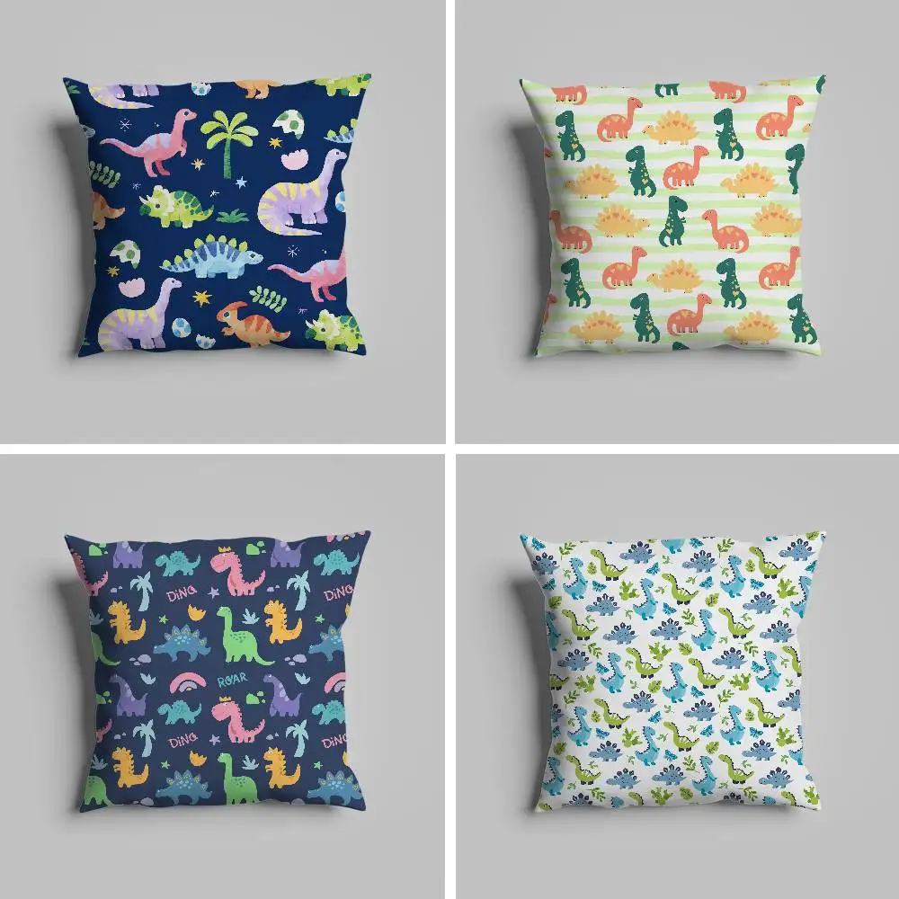 

Cute Dinosaur Pattern Pillow Case Pillowcase For Car Pillows 60x60 Cushions Luxury Double Sided Cover Home And Decoration Sofa