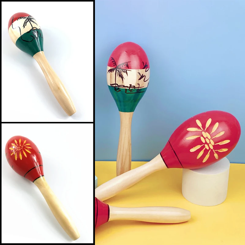 

Wooden Maracas Sand Hammer Rumba Shakers Rattles Sand Hammer Percussion Instrument Musical for Party Games