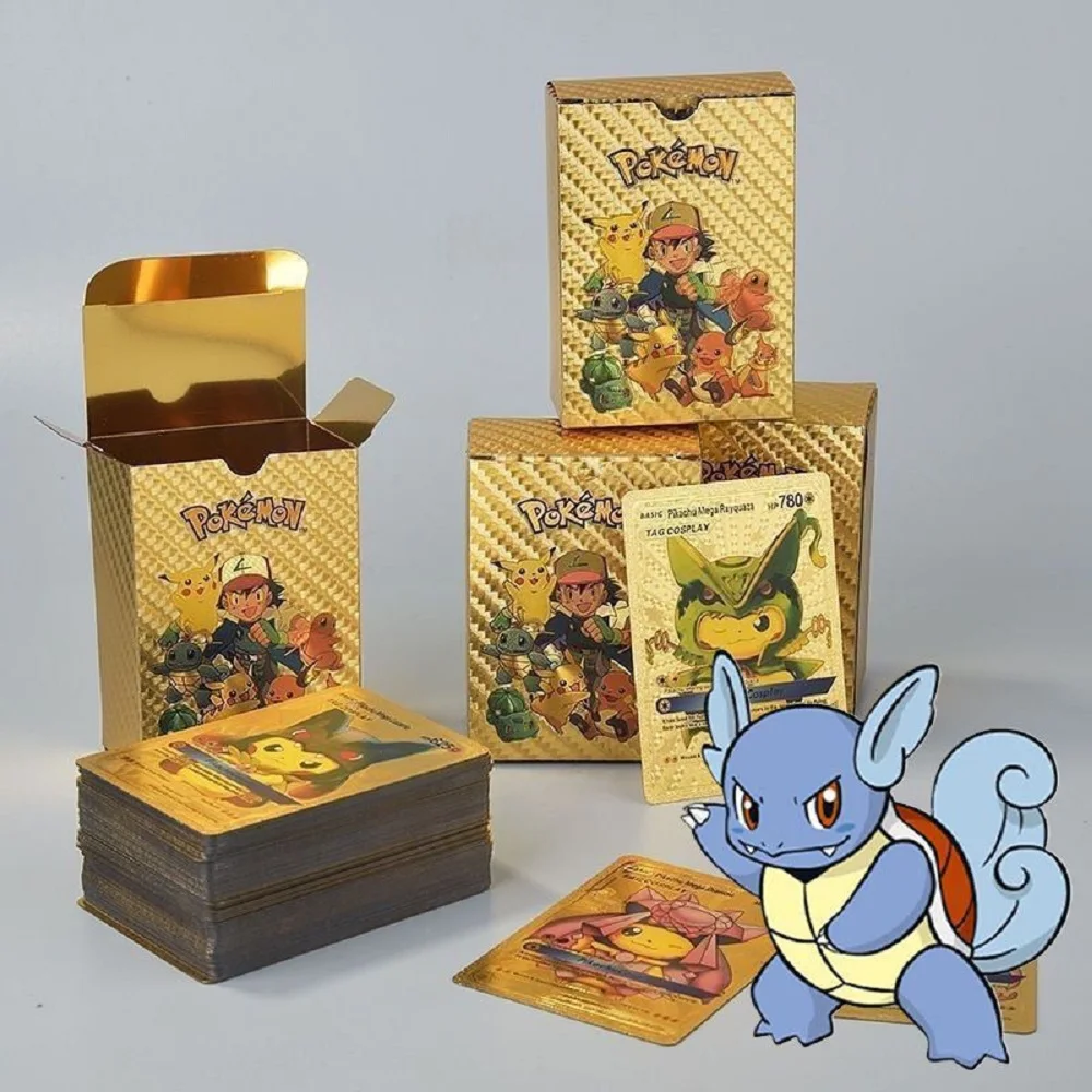 

55 шт., красочная карта с золотой фольгой Pokemon Charizard Pikachu Arceus, серебряная Радуга, английская карта VSTAR VMAX, подарок