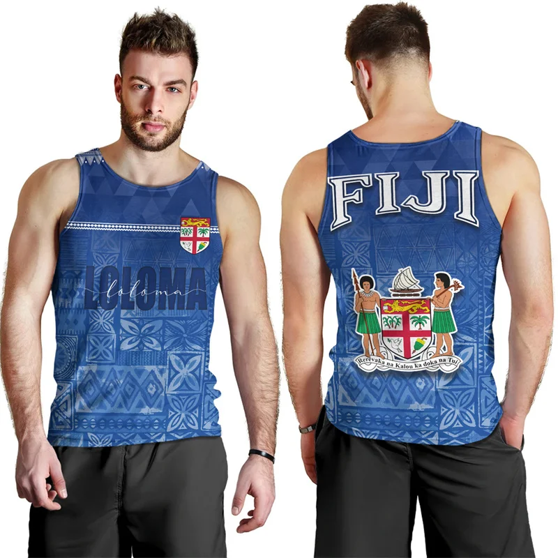 Summer Harajuku 3D Flying Fijians Printing Tank Top Fiji Emblem Fijian Pride Graphic Gym Tank Top Men Cool Streetwear Clothing