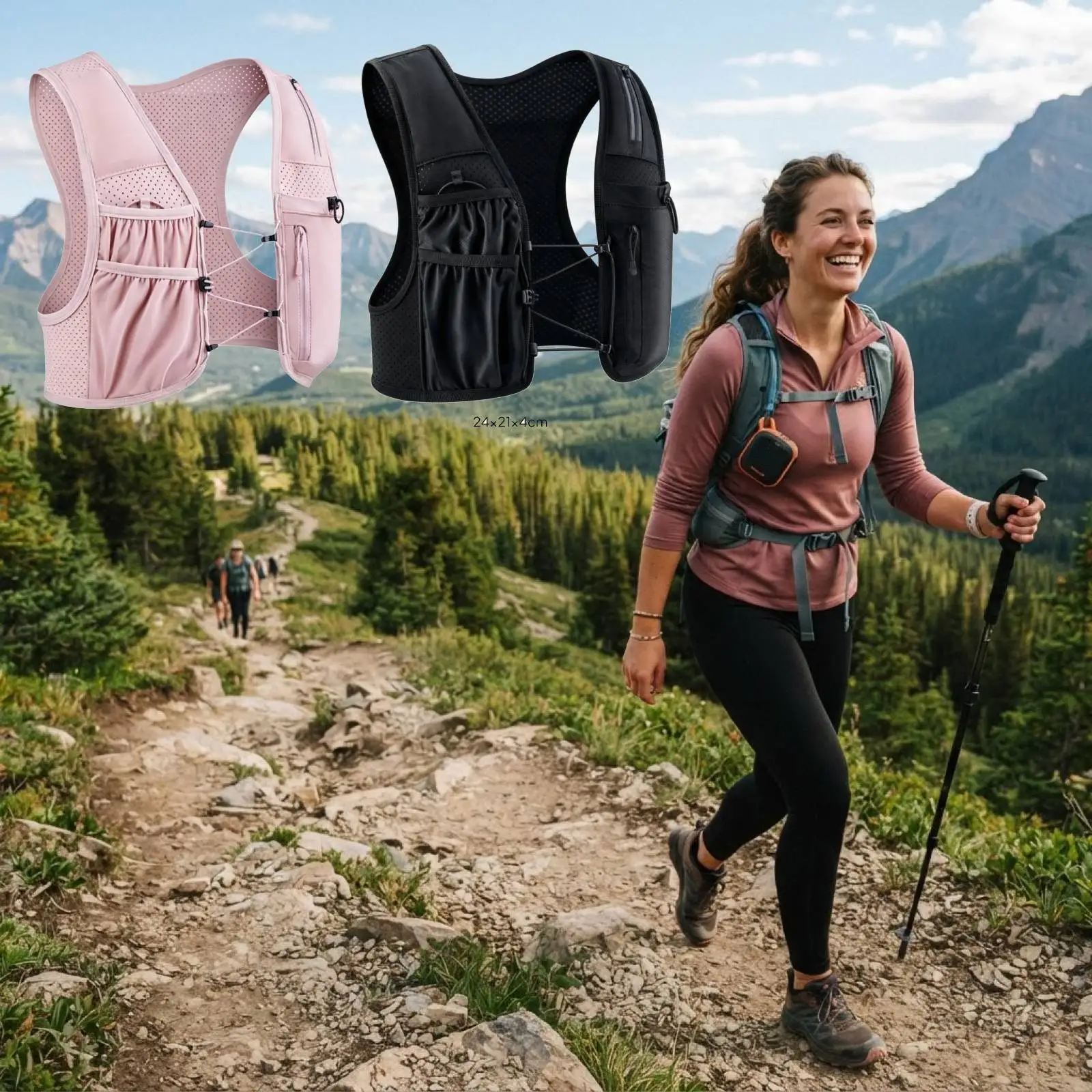 Running Water-Carrying Vest Lightweight Water-Carrying Vest with Pockets Breathable Gear for Runners, Joggers, Outdoor Training