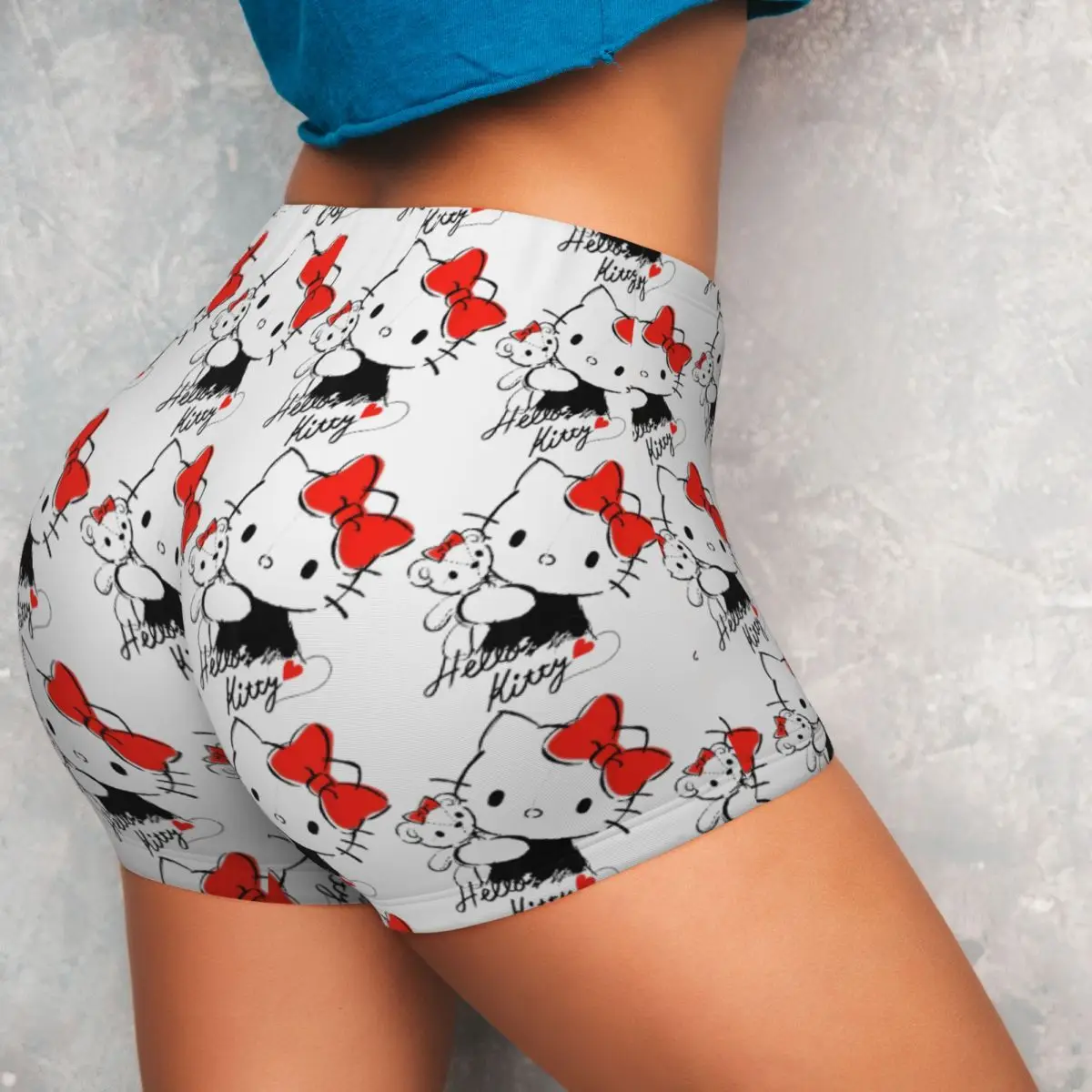 Hello Kitty And Tiny Chum High Waist Yoga Shorts Woman Fitness Workout Gym Pants