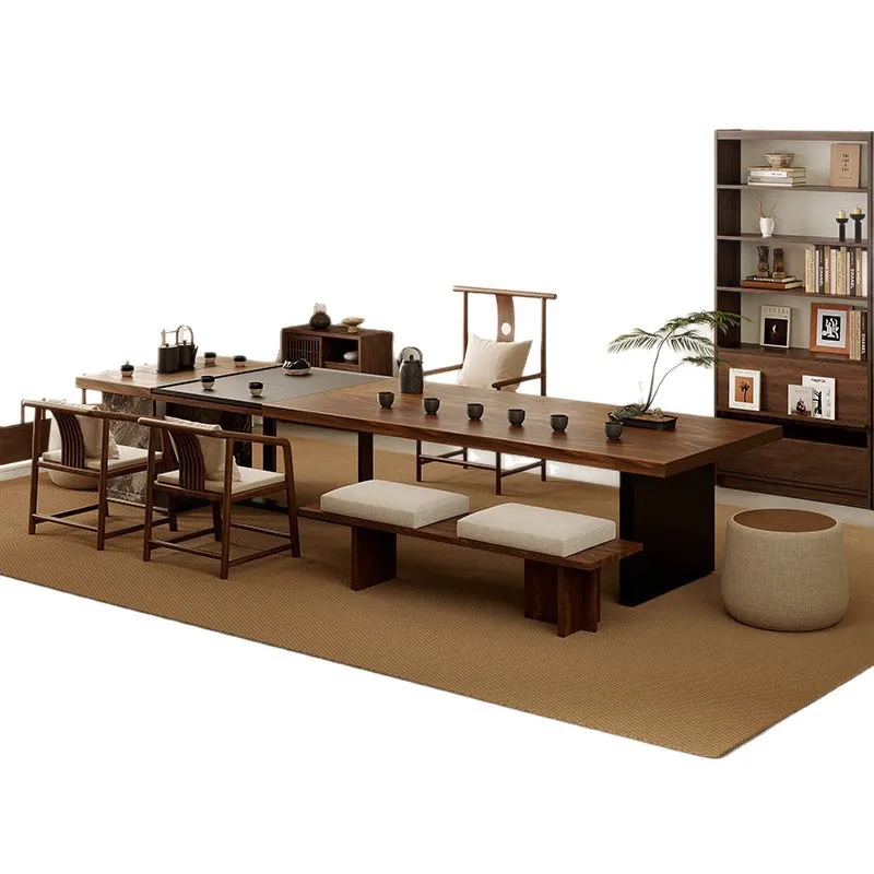 

Song Dynasty aesthetic island tea table and chair combination living room household zen light luxury new Chinese tea table