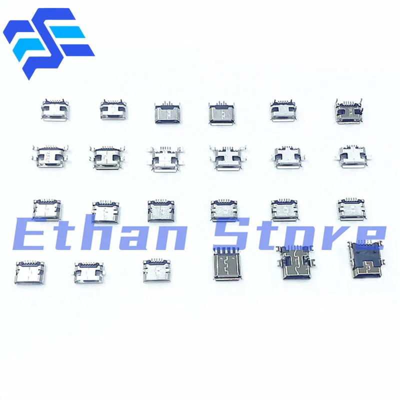 240Pcs/Box 24 Value Micro USB 5Pin Connector 24 Models Jack Socket Connectors Jack Set Connectors For MP3 SMD Socket Kit