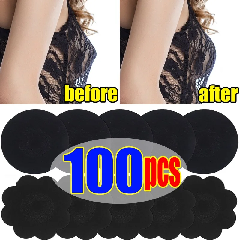 

10/100pcs Disposable Nipple Pasties for Women Black Adhesive Breast Covers Invisible Ultra Thin Waterproof Nipple Covers Sticker