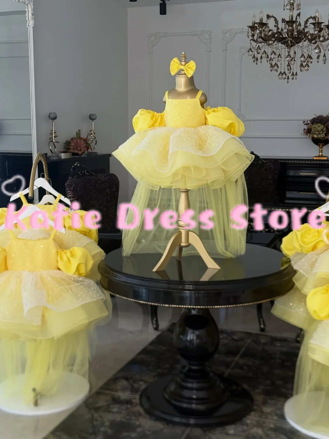 Sparkling Flower Girl Dress For Wedding Sequins Puffy With Bow Princess Kids Birthday Party First Communion Ball Gowns Custom