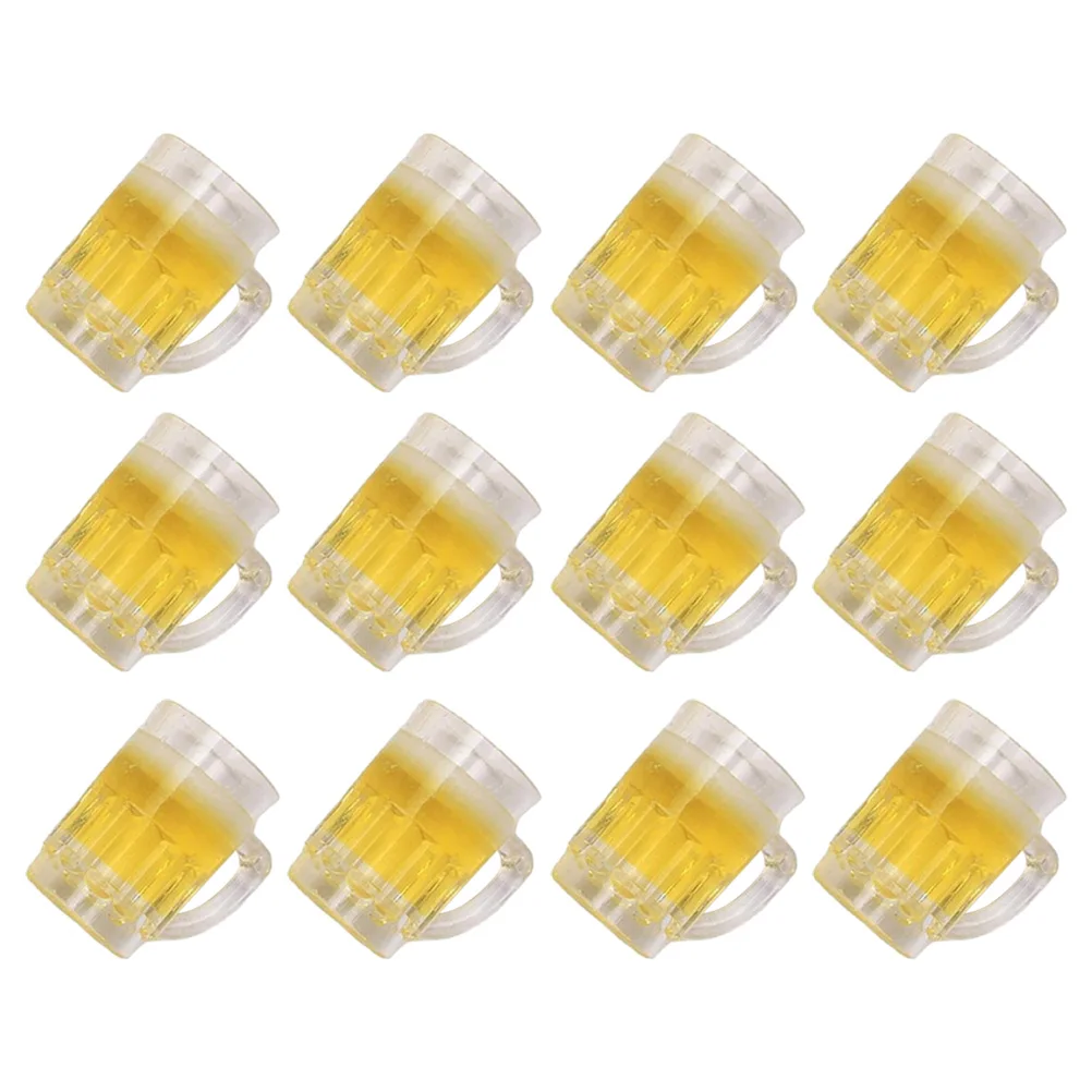 

12 Pcs Simulation Beer Mug Resin Coffee Miniature Dollhouse Cups Suite for Prop