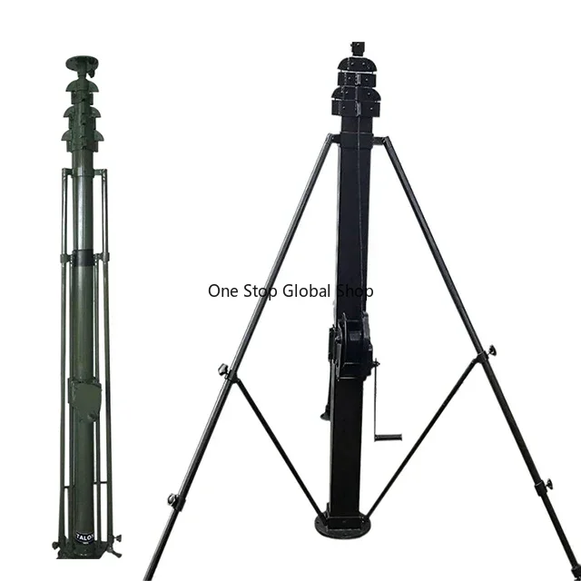 12M Manual Winch Mechanical Pole Tripod-Mounted Telescopic Tower Mast