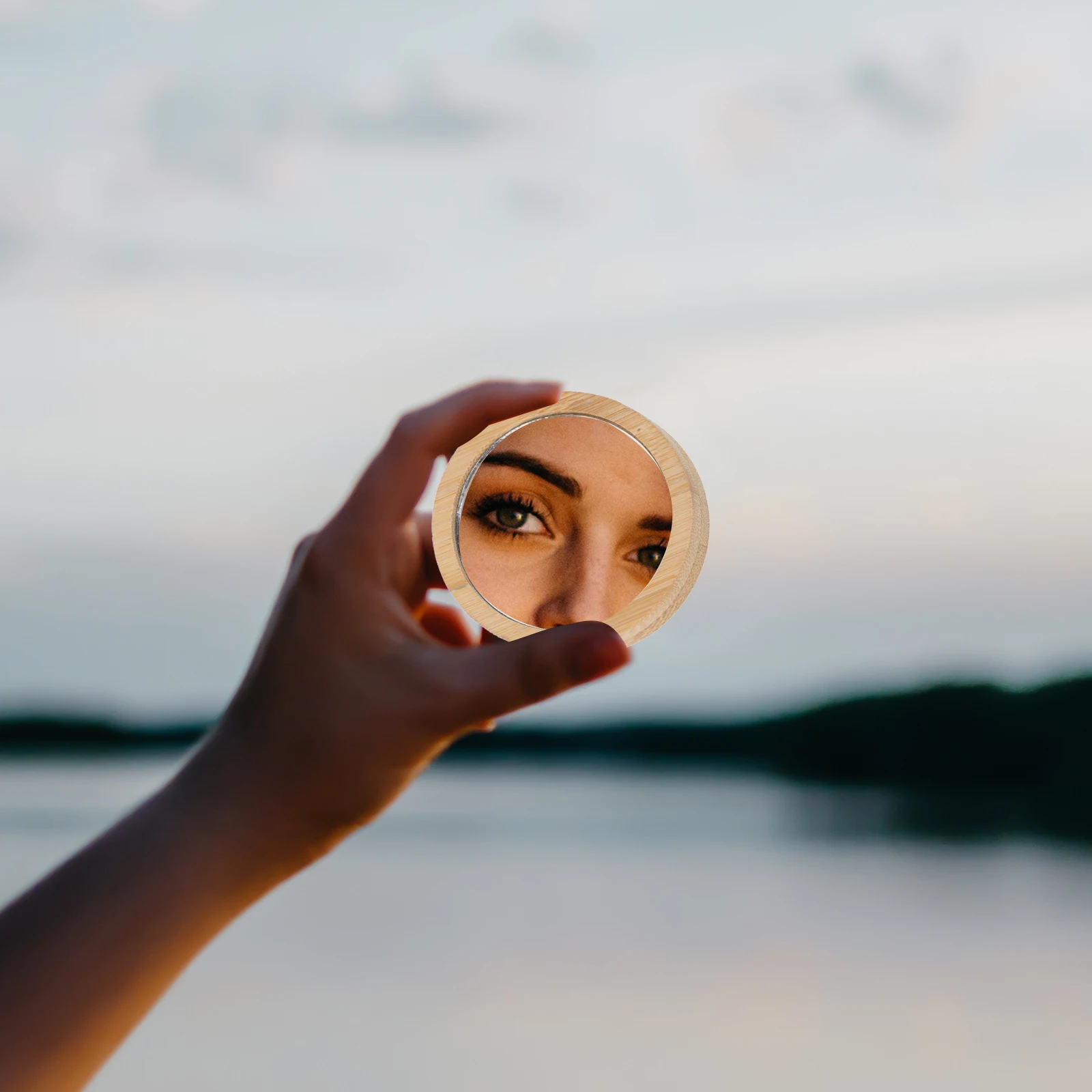 

Portable Compact Mirror s Small Round Folding Silver Women Travel Makeup Mirror Lightweight Easy to Carry Store