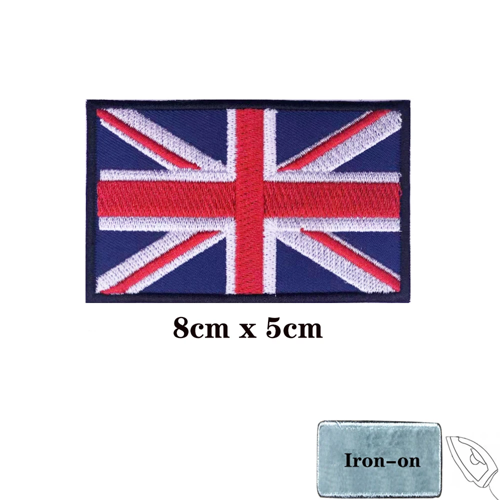 British flag U.K Patches England Britain Armband Embroidered Patch Hook Loop Iron On Embroidery  Badge Military Stripe